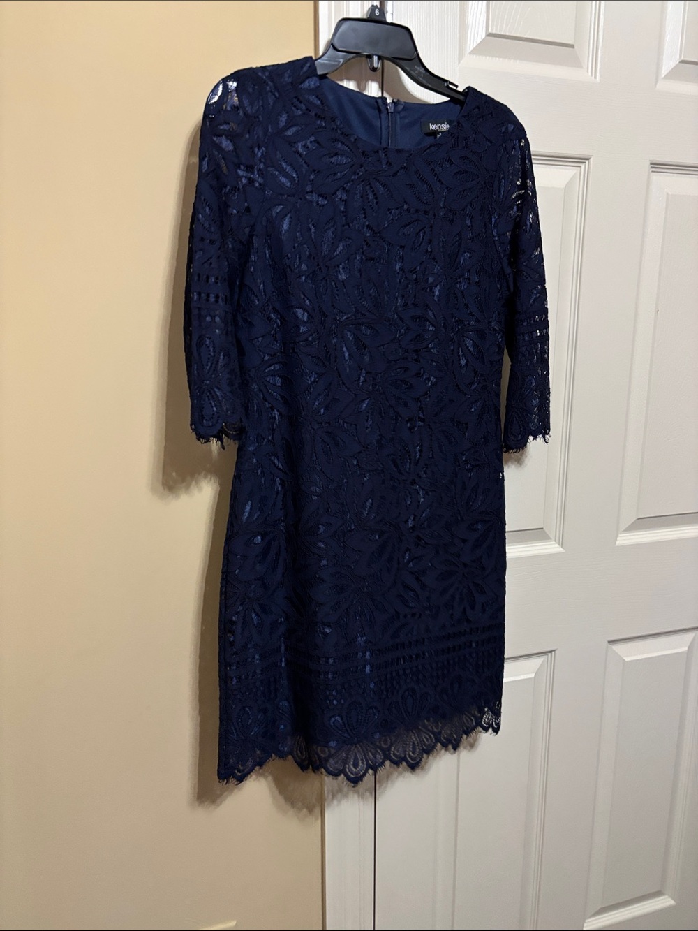 Kensie Navy Floral Lace Midi Dress